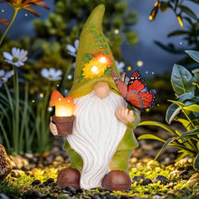Load image into Gallery viewer, Foreby Garden Gnomes Outdoor Garden Decor-Solar Gnome with LED Lighted Mushroom and Vivid Butterfly Gnomes Decorations for Yard Decor,Gardening Gifts for Women
