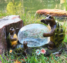 Load image into Gallery viewer, RAYWER Solar Powered Turtle Mama and Baby Outdoor Garden Light Decor, Garden Ornament (Turtles Family on a Lawn)

