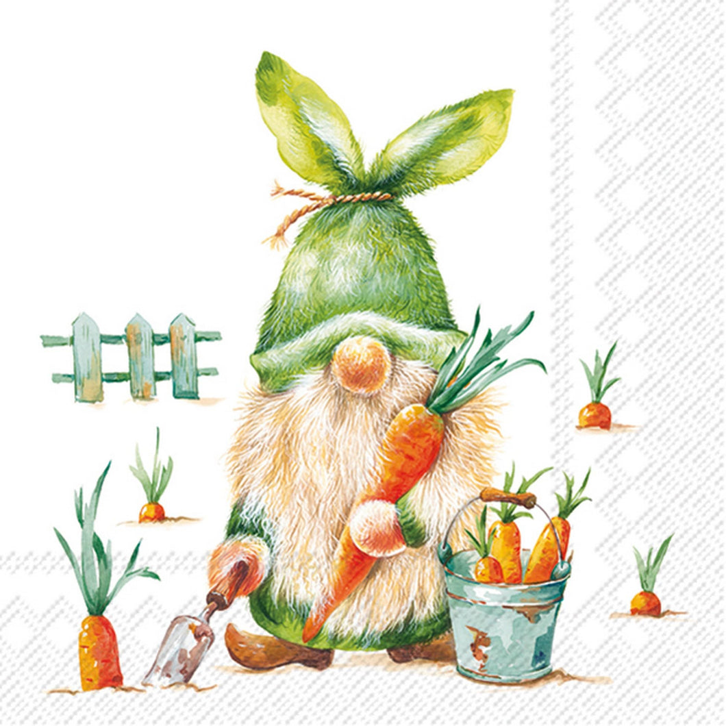 Malagro 20 Napkins Flowers, Garden & Nature Gnome as Gardener as Table Decoration Paper Napkins with Motif Also for Decoupage and Decoupage 33 x 33 cm