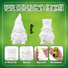Load image into Gallery viewer, Poen 2 Pack Ready to Paint Your Own St. Patrick&#39;s Day Gnomes Statues, 4 Inches Mini Ceramics to Paint Unpainted Lucky Gnomes Tiered Tray Decor Crafts DIY Arts for Home Table Decorations (Lucky Style)
