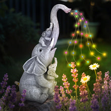 Load image into Gallery viewer, QCXWCJWD Garden Ornaments Outdoor Elephant Statue, 30cm Elephant Statue with Solar Watering Lights, Resin Elephant Ornaments with Solar Lights for Patio Yard, Waterproof Garden Elephant Gifts for Mum
