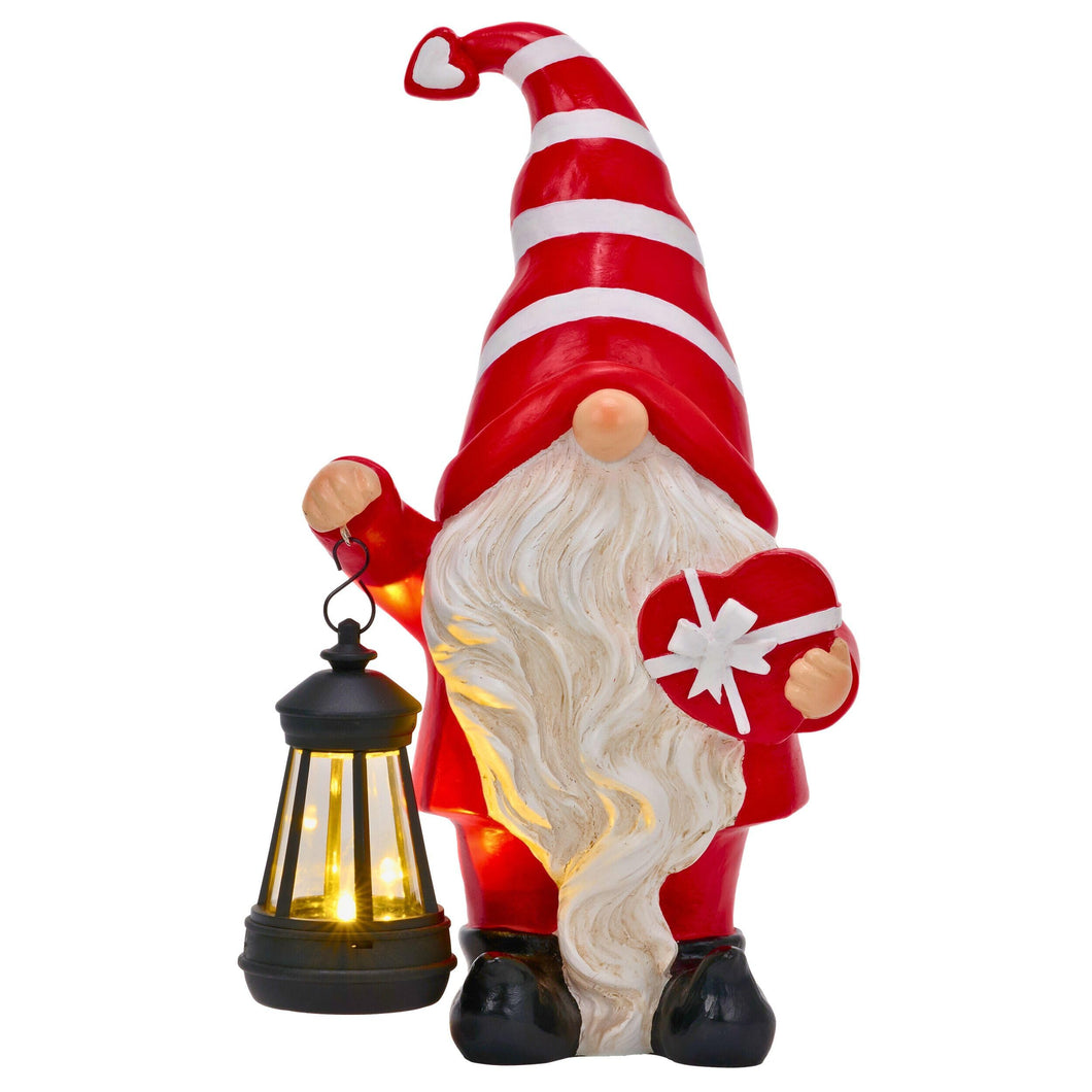 TERESA'S COLLECTIONS Valentines Decorations, Valentines Gonks Gifts, Cute Red Gonks with Solar Lanterns, Waterproof Resin Gnomie Gifts for Wedding Anniversary Party Decor Indoor Outdoor, 20CM