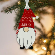 Load image into Gallery viewer, Fuzzy Cactus Personalised Christmas Acrylic Gonk Gnome Elf Bauble - Choose from four colours - Add any name! (Red, Decoration Only)
