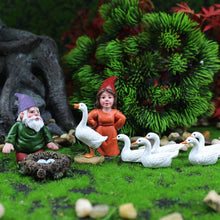 Load image into Gallery viewer, Fairy Tale Garden Accessories, Miniature Gnome Statue and Large White Goose Statue 9 Pieces Set, Garden Gnome Statue for Planter Decoration, Home Decoration, Fairy Tale Garden

