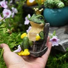 Load image into Gallery viewer, Gardenfans Miniature Frog Garden Statue with Solar Light Home Decor Fairy Garden Accessories Frog Decor for Patio, Balcony, Yard, Lawn Bedroom 2.3&quot;x3.3&quot;x5&quot;
