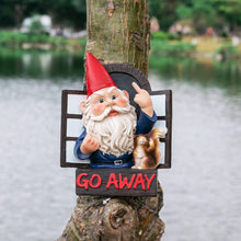 Load image into Gallery viewer, Angry Middle Finger Gnome Garden Statue - Wacky Fantasy Naughty Gnome Figurine Flipping Off Guests - Resin Home Wall Tree Hanging Decor
