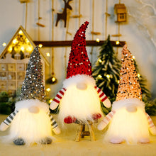 Load image into Gallery viewer, Christmas Gnome Decoration Set of 3, Christmas Gonks Gnomes Plush Swedish, Christmas Gonks Light Up Ornaments, Gnome Christmas Jumper Large Grey Pink, UK Christmas Elves Xmas Decorations with Legs
