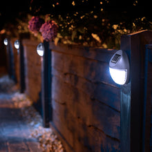 Load image into Gallery viewer, Taylor &amp; Brown Set of 4 Silver Solar Powered LED Round Decorative Garden Fence Lights Wireless Wall Patio Door Decking Outdoor Lighting
