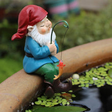 Load image into Gallery viewer, Fishing Garden Gnome Statue - Welcomes Little Guy With Rod, Funny Decorations for Pond Waterfalls
