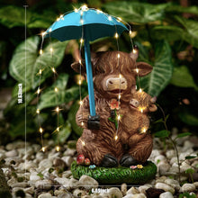 Load image into Gallery viewer, Joint Honglin Solar Garden Statues Resin Loving Highland Cow Umbrella Lights Outdoor Decor Gifts for Yard, Patio Decorations
