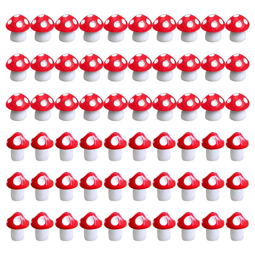 OAAO 60-Pack Mini Mushroom Statues, Cute Resin Mushroom Models, Fairy Garden Mushroom Decorations, Miniature Garden Landscape Crafts, Suit for Home Party Garden Decoration (2 Sizes)