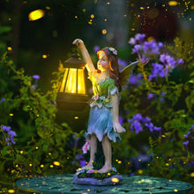 Load image into Gallery viewer, Pohabery Fairy Garden Statue Solar Garden Fairy with Lantern Light Outdoor Decoration Waterproof Solar Sculpture for Patio Yard Lawn Gift for Mom Grandma
