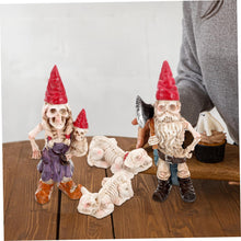 Load image into Gallery viewer, BESPORTBLE Gnome Skull Statue Skeleton Dwarf Ornaments Halloween Gnome Garden Decorative Resin
