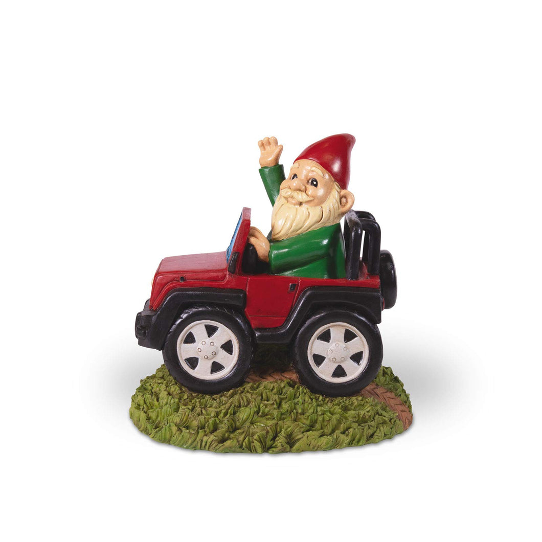 Kwirkworks Funny Garden Gnome - 4x4 Truck Wave Lawn Statue - 8 inches Tall