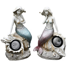 Load image into Gallery viewer, MYYINGBIN A Pair Of Mermaid Solar Light Statue Resin Garden Sculptures Solar Lamp Outdoor Fairy Ornament For Lawn Patio
