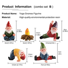 Load image into Gallery viewer, YARCHONN Miniature Garden Gnomes Ornament Outdoor, Resin Elf Statue, Funny Gnome Fairy Garden Accessories for Patio, Yard, Lawn or Home Garden Decorations, (5PK Yoga Theme)
