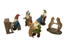 Load image into Gallery viewer, GlitZGlam Happy Miniature Gnomes and Cats Dancing Celebration! - 6-Piece Musical Garden Gnome Set for the Miniature Fairy Garden
