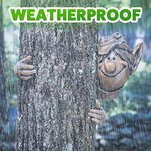 Load image into Gallery viewer, Garden Mile® Novelty Elf Tree Peeker Hugger Faces Resin Garden Ornaments Sculptures Fairy Garden Gnome Tree Lawn Yard Art Home Outdoor Decoration Weatherproof
