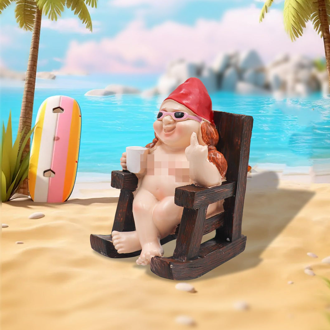 Jinkoozz Garden Gnome, Funny Resin Outdoor Naked Gnome Decor Statue, Naughty Sunbathing Naked Beach Pool Statue, Gnomes Ornament for Fish Tank Aquarium Home Garden Indoor Outdoor Lawn - 4.25 Inch