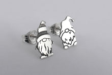 Load image into Gallery viewer, Garden gnome sterling silver stud earrings, lucky charm gonk

