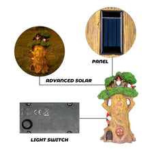 Load image into Gallery viewer, Ovewios Garden Gnome Statues with Solar Lights - 12.8 Inches Tall Resin Treehouse Figurine wtih Gnomes, Fairy House Lawn Ornaments for Outdoor Patio Yard Decoration
