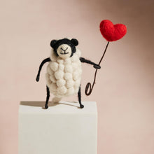 Load image into Gallery viewer, Sew Heart Felt | Hand-Felted Sheply Sheep with Heart Balloon | Organic Wool Home Decor | Fair Trade Plush Animal Ornament | Gift for Any Occasion | Perfect for New Spaces &amp; Home Accessories
