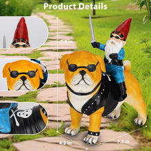 Load image into Gallery viewer, JHWKJS Garden Gnome Statue Holding Sword Outdoor, Funny Garden Gnome Riding Dog Statue Decoration Lawn Figurines for Home Patio Yard Garden Decor Indoor Outdoor, Housewarming Garden Gift
