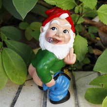 Load image into Gallery viewer, Funny Garden Gnome Statue Outdoor Decor, Middle Finger Figurine Decorations, Naughty Smoking Wizard Gnome Statue, Funny Gnome Figurine for Lawn Yard Balcony Porch Patio Home Ornaments Garden Gifts
