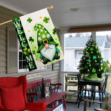 Load image into Gallery viewer, FUYUCHEN St Patricks Day House Flag 28x40 Inch Double Sided Welcome Gnome Shamrock Lucky Clover Holiday Yard Decoration Large Outdoor Flag
