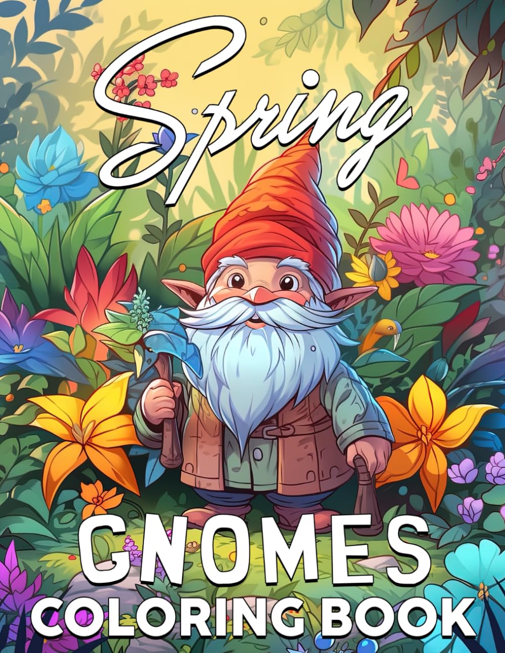 Spring Gnomes Coloring Book: Spring Gnome Magic Coloring Pages with Cozy Scenes for All Ages Stress Relief & Seasonal Joy
