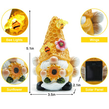 Load image into Gallery viewer, REYISO Garden Gnomes Sculptures for Outdoor&amp; Garden Decor with Solar Bee Lights-Gnomes Decorations for Home- Sunflower Gifts for Women, Mom or Birthdays-Summer Gnomes Fairy Garden for Patio,Yard,Lawn
