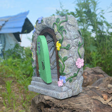 Load image into Gallery viewer, Jauhmui Fairy Garden Door - Glow in the Dark Miniature Tree Trunk, Retro &amp; Mystical Elf Door, Solar Lights Statues, Garden Trees Decoration
