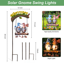 Load image into Gallery viewer, HONGLAND Solar Lights Outdoor Decor, Gnomes Swing Garden Decor, Funny Gifts for Women Mom, Gnomes Outdoor Decorations with Welcome Sign for Front Porch Patio
