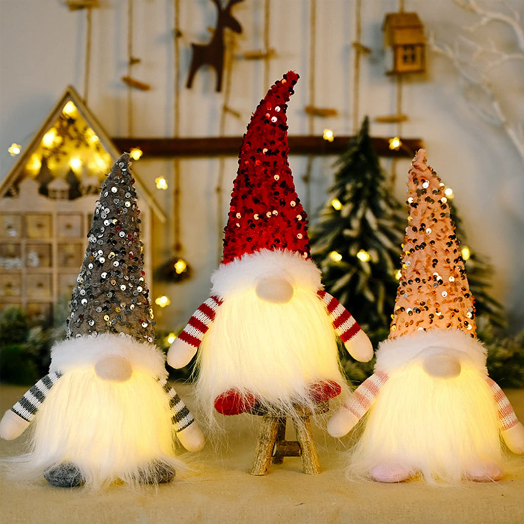 Christmas Gnome Gonks Light Up, Christmas Gnomes Scandinavian Decor Nordic Lights, Xmas Decorations Funny, Christmas Light Up Ornaments Indoor Plush Santa (D)