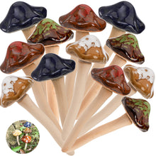 Load image into Gallery viewer, Peohud 12 Pack Ceramic Garden Mushrooms, Fairy Garden Decorations Ornaments Outdoor, Lawn Ornament Decor Ceramic Mushrooms for DIY Shed Flowerpot Plants Statue, 4.7 Inch
