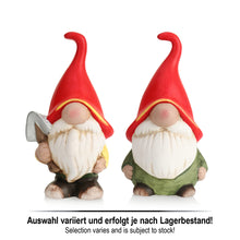 Load image into Gallery viewer, com-four® 2x ceramic gnomes - garden gnomes for standing - decorative gnomes for inside and outside - cute gnomes as garden decoration [selection varies] (2 pieces - 20cm)
