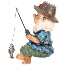 Load image into Gallery viewer, Atyhao Fishing Gnome Garden Statue, Resin Gnome Dwarf Figurine Ornament for Lawn Yard Balcony Porch Patio Flowerpot Decoration
