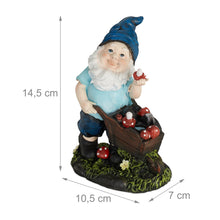 Load image into Gallery viewer, Relaxdays Garden Gnome with Toadstools, Weather &amp; Frostproof, 14.5 x 10.5 x 7 cm, Figurine, Polyresin, Multicoloured
