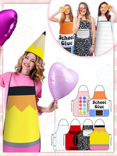 Load image into Gallery viewer, Yudlto 6 Set Crayon Costume Color Crayon Apron and Funny Gnome Cone Hats School Crayon Costume Adult Family for World Book Day Halloween Fancy Dress up
