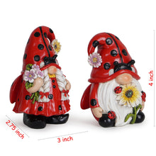 Load image into Gallery viewer, Hodao 2PCS Spring Ladybug Gnome Couple Ornaments Decor Summer Gnomes Figurines for Outdoor Garden Decor Ladybug Birthday Gift for Mom, Grandma, Women
