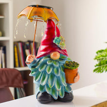 Load image into Gallery viewer, Teaeeno Garden Gnome Statue Decor,Yard Gnomes with Solar LED Umbrella,Solar Lawn Ornaments,Dwarf Sculpture for Outside Patio Porch Lawn Decoration,Waterproof Gnome Statue with Solar Lights for Patio
