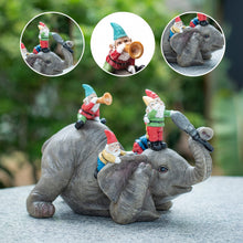 Load image into Gallery viewer, Garden Elephant Gnome Statue - SUYNYBHF Outdoor Elephant Bothered by Singing Gnomes House Kitchen Figurine Patio Lawn Yard Art Housewarming Funny Resin Decoration 7.0inch…
