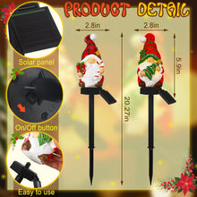 Load image into Gallery viewer, Rossesay 2 Pack Christmas Gnome Solar Light Christmas Stake light for Outside Waterproof Gnome Statue LED Solar Light for Winter Home Patio Garden Yard Lawn Pathway Walkway Xmas Outdoor Decoration
