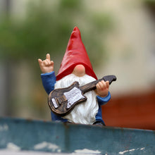 Load image into Gallery viewer, WSHMZYHOME Garden Gnome with Guitar Figurine, Red Hat, Blue Outfit, Indoor Outdoor Decorative Statue
