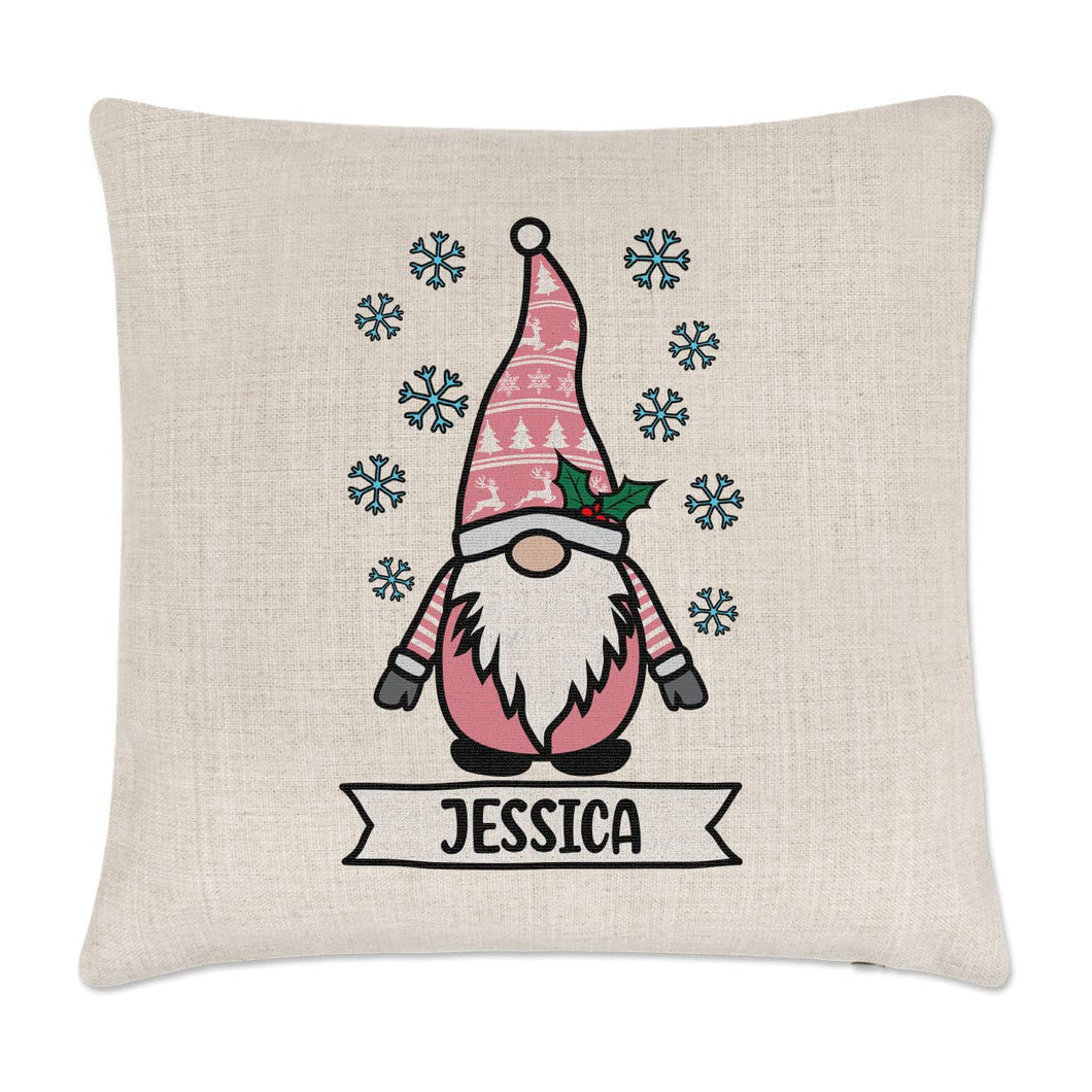 Gift Base Personalised Gonk Gnome Pink Festive Christmas Cushion Cover
