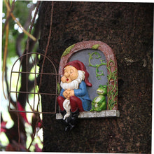 Load image into Gallery viewer, Happyyami Dwarf Figurine Resin Tree Decor Iron Window Hanging Garden Gnome Doll Home Ornament
