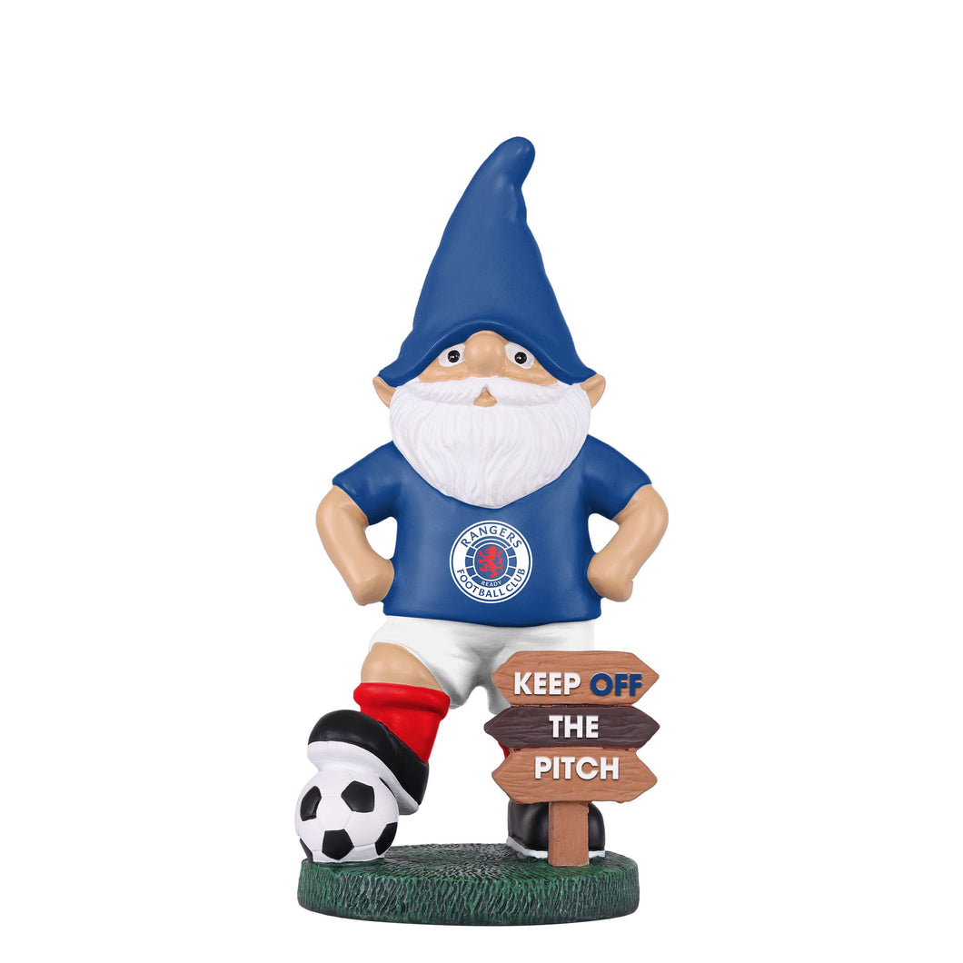 FOCO Officially Licensed Rangers FC Keep Off The Pitch Football Garden Gnome