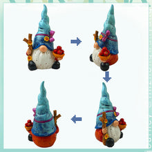 Load image into Gallery viewer, LAIAMER Solar Gnome Garden Lights, Outdoor Gnome Statue with Flowers &amp; Apple, Solar Powered Fairy Garden Lights Gnome Decorations for Home Outside Yard Lawn Patio Gnomes Gifts (Blue)

