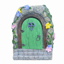 Load image into Gallery viewer, Jauhmui Fairy Garden Door - Glow in the Dark Miniature Tree Trunk, Retro &amp; Mystical Elf Door, Solar Lights Statues, Garden Trees Decoration
