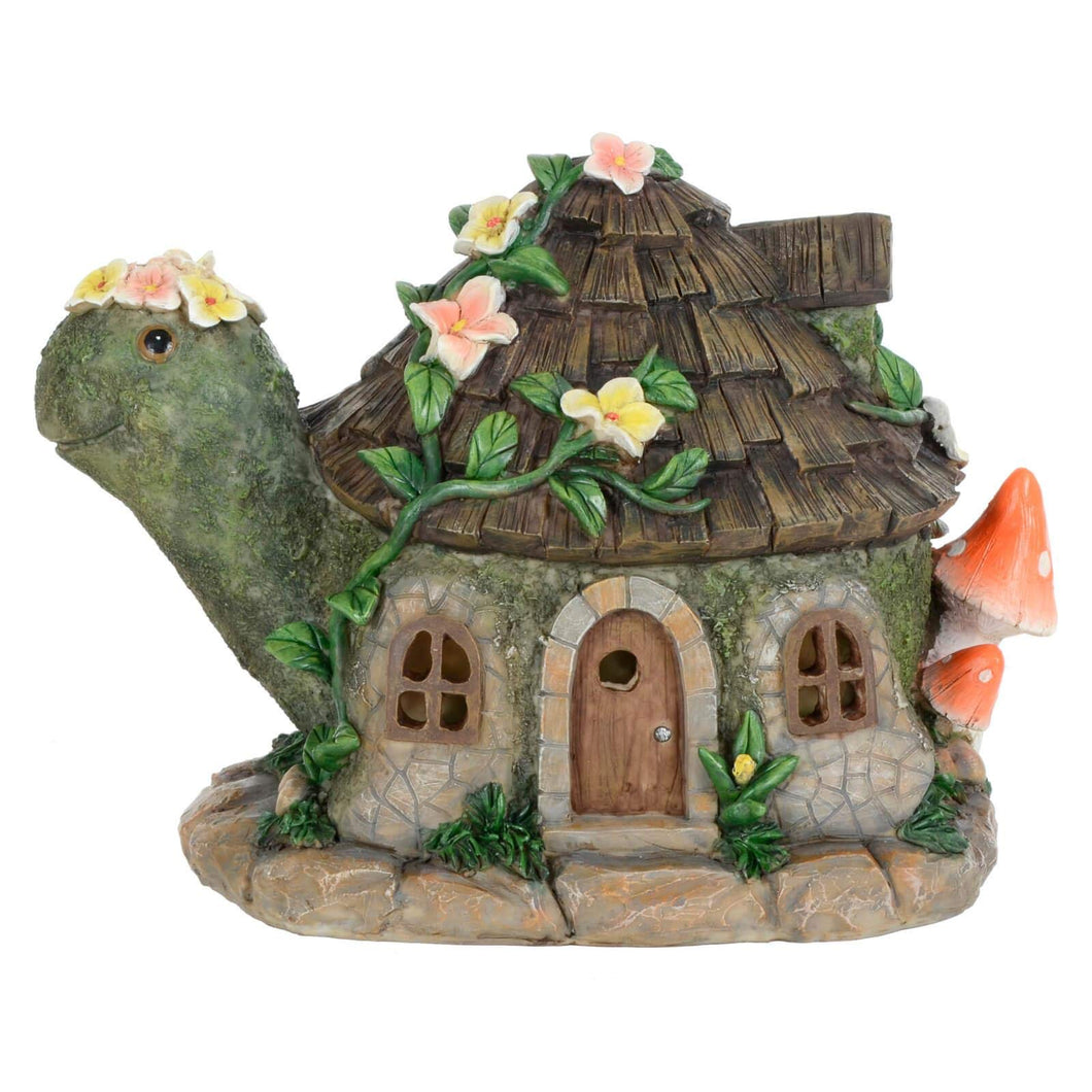 Azuma Solar Power House Garden Decoration Resin Ornament LED Light - Turtle Cottage